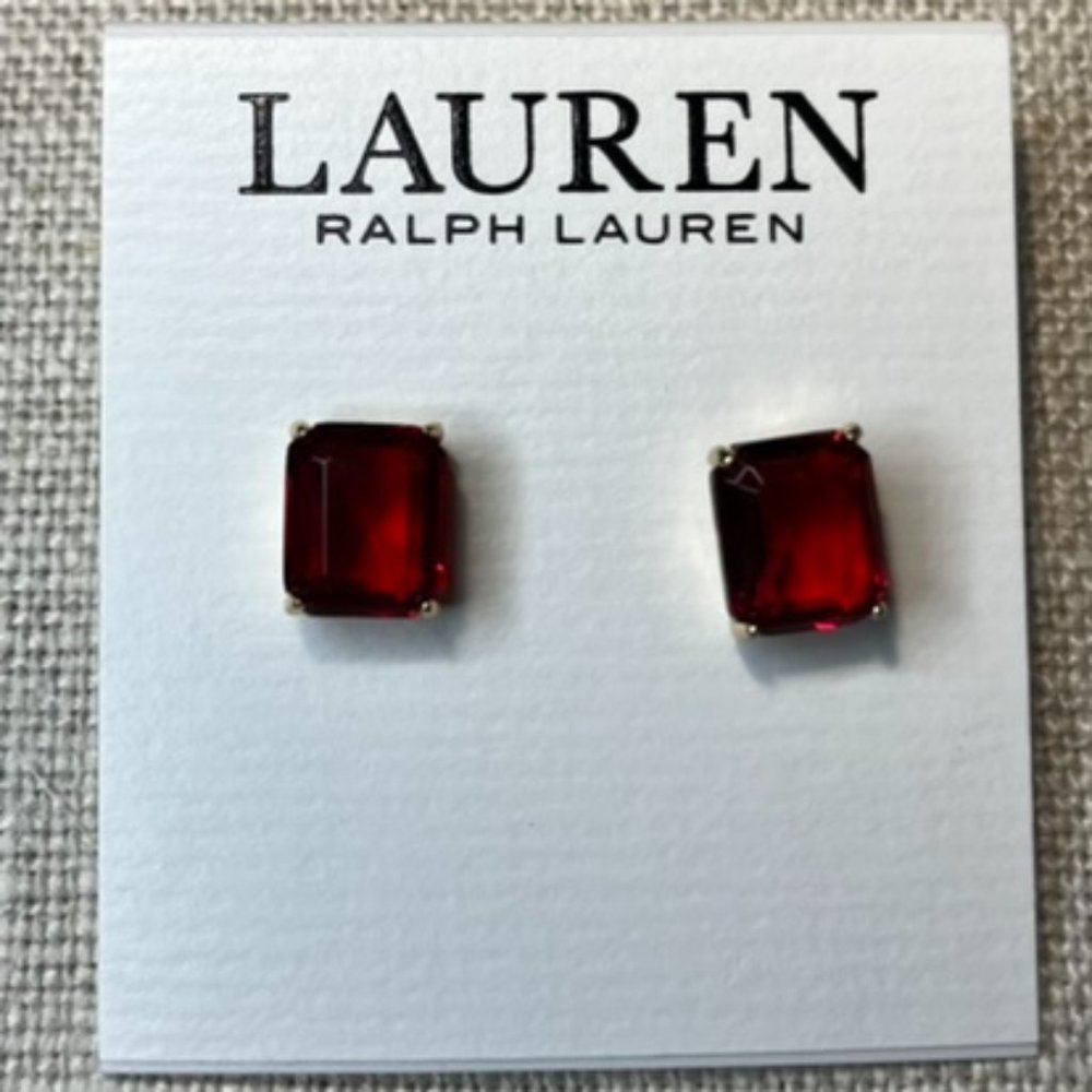 Ralph Lauren, Stone Stud Earring, Red